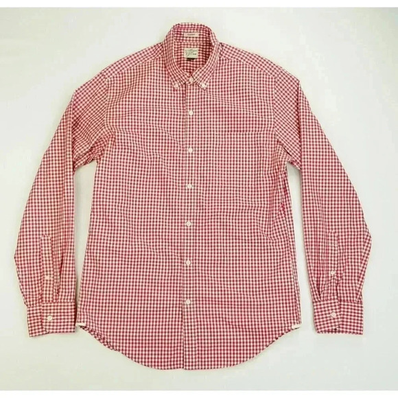 J. Crew Classic Size Small Red White Check Button Down Long Sleeve Cotton Shirt - Picture 1 of 11